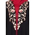 Double layered embroidery abaya- Black-Red  Double layered embroidery abaya- Black-Red